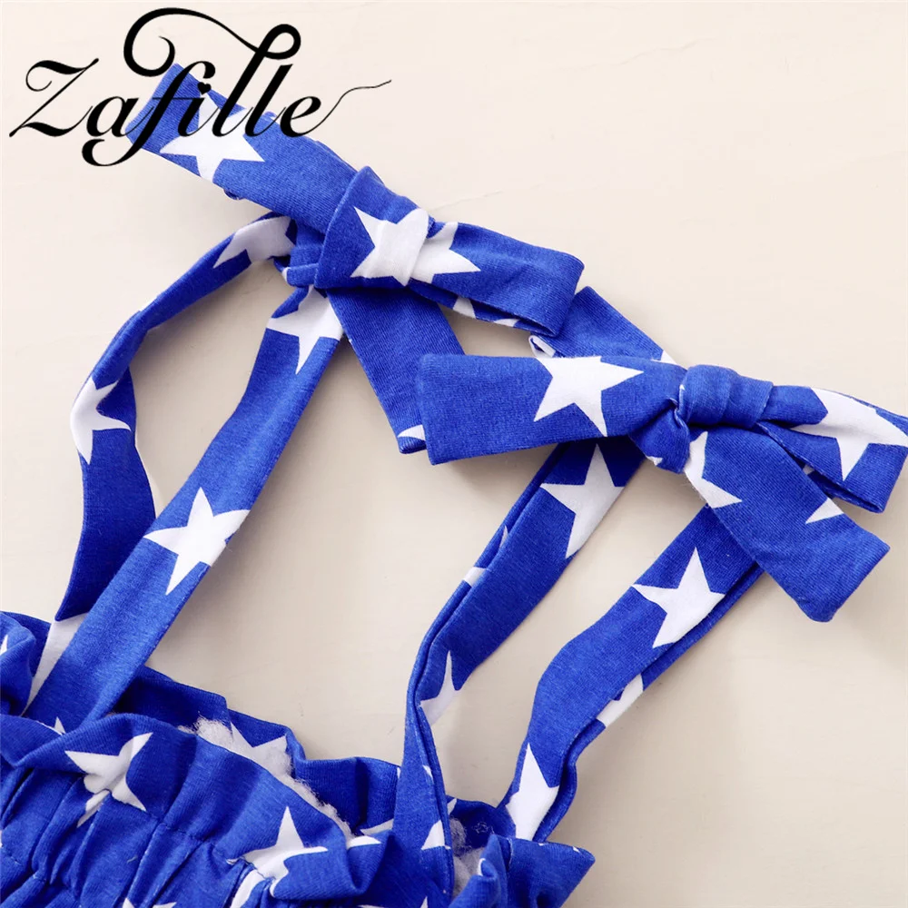 ZAFILLE 3Pcs 4th Of July Baby Outfits Stars Striped Printed Kids Toddler Costume Girls Outwear Summer Newborn Girls Clothes Set sun baby clothing set