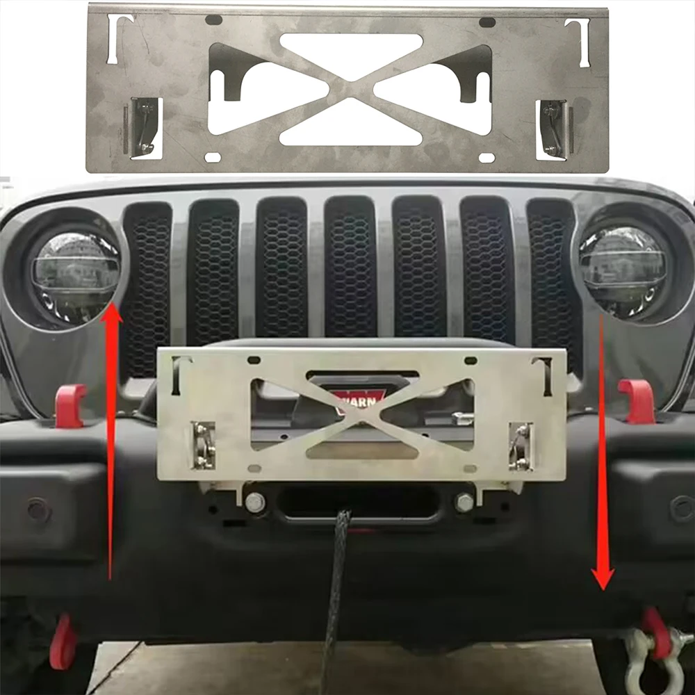 

Портативный передний номерной знак Jeep Wrangler JK JL с подвижной скобой, стальной держатель SXMA для фотографий JL2018 +