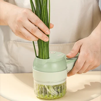 4 In 1 Electric Vegetable Slicer Cutter Set Handheld USB Wireless Garlic Masher Food Chopper Meat Grinder Machine Slice 자동야채슬라이서