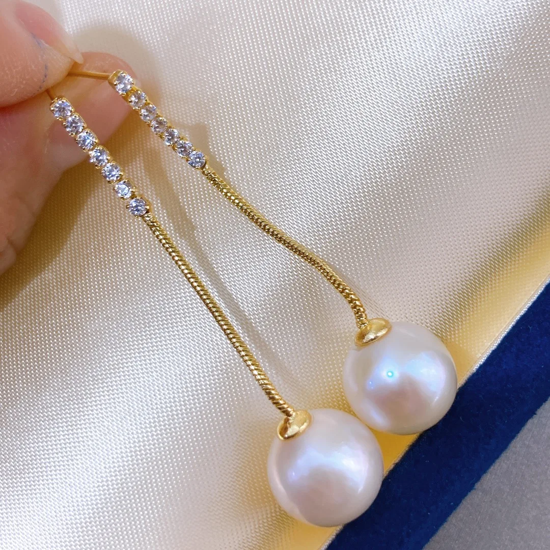 

2022 Simple Classic 10-11mm Natural Freshwater Edison Pearl Dangle Earrings Women Handmade Jewelry Gifts