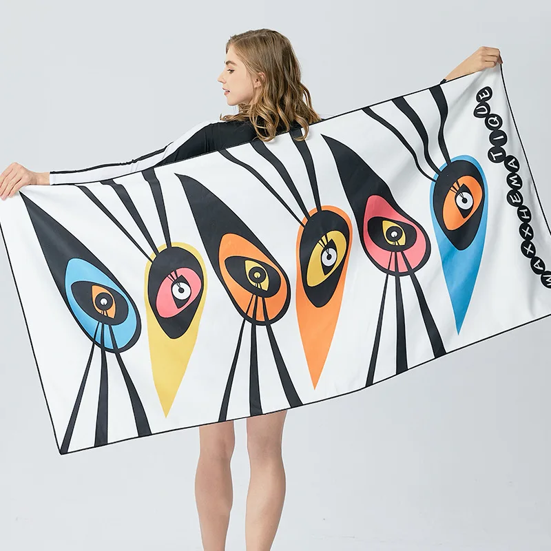 

Quick-drying Beach Towel Outdoor Swimming Shawl Sunscreen Beach Towel Microfiber Double-sided Printing Seaside Holiday White 1
