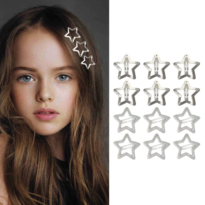 

12PCS Silver Sequins Star Hairpin for Toddler Teens Woman Ponytail Bangs Hairpin Drop Shipping