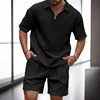 Men s Casual Outfit Short Sleeve Tee with Drawstring Shorts Set for a Stylish Summer Look 1