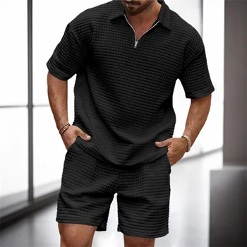 Men s Casual Outfit Short Sleeve Tee with Drawstring Shorts Set for a Stylish Summer Look 1