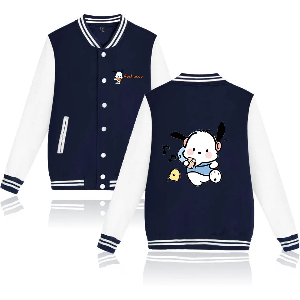 Pochacco Bomber Jacket Women Men Autumn Baseball Jacket Coat Cartoon Kid Streetwear Harajuku Bomber College Jacket 3