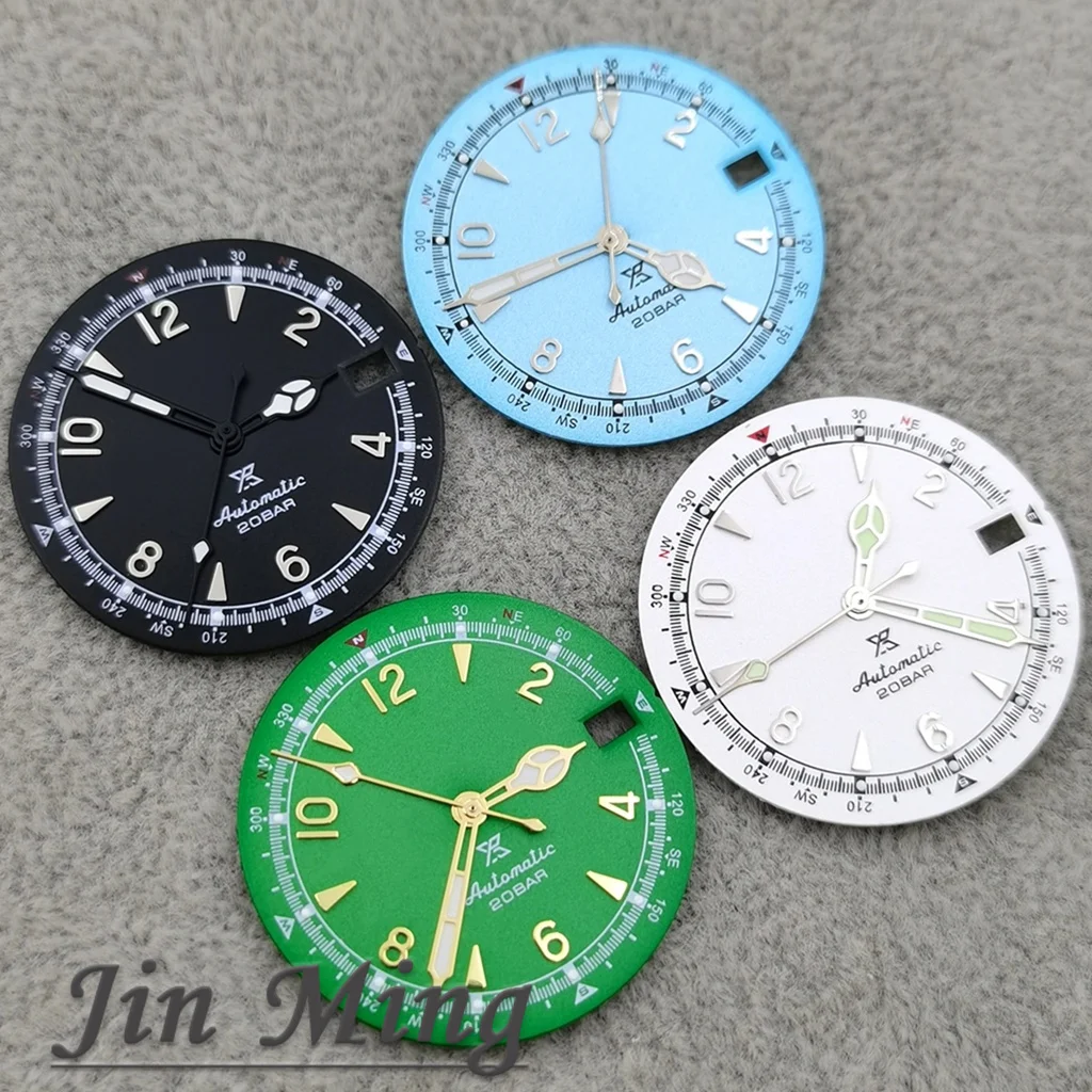 Premium Multicolor Date Watch Dial with Green Luminous Finish - Matte 28.5mm