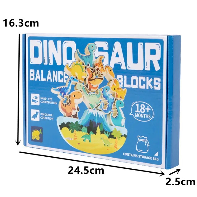 Wooden Animal Dinosaur Building Stacking High Balance Blocks Montessori Toy for Kids Cartoon Jigsaw Puzzle Educational Gifts 6