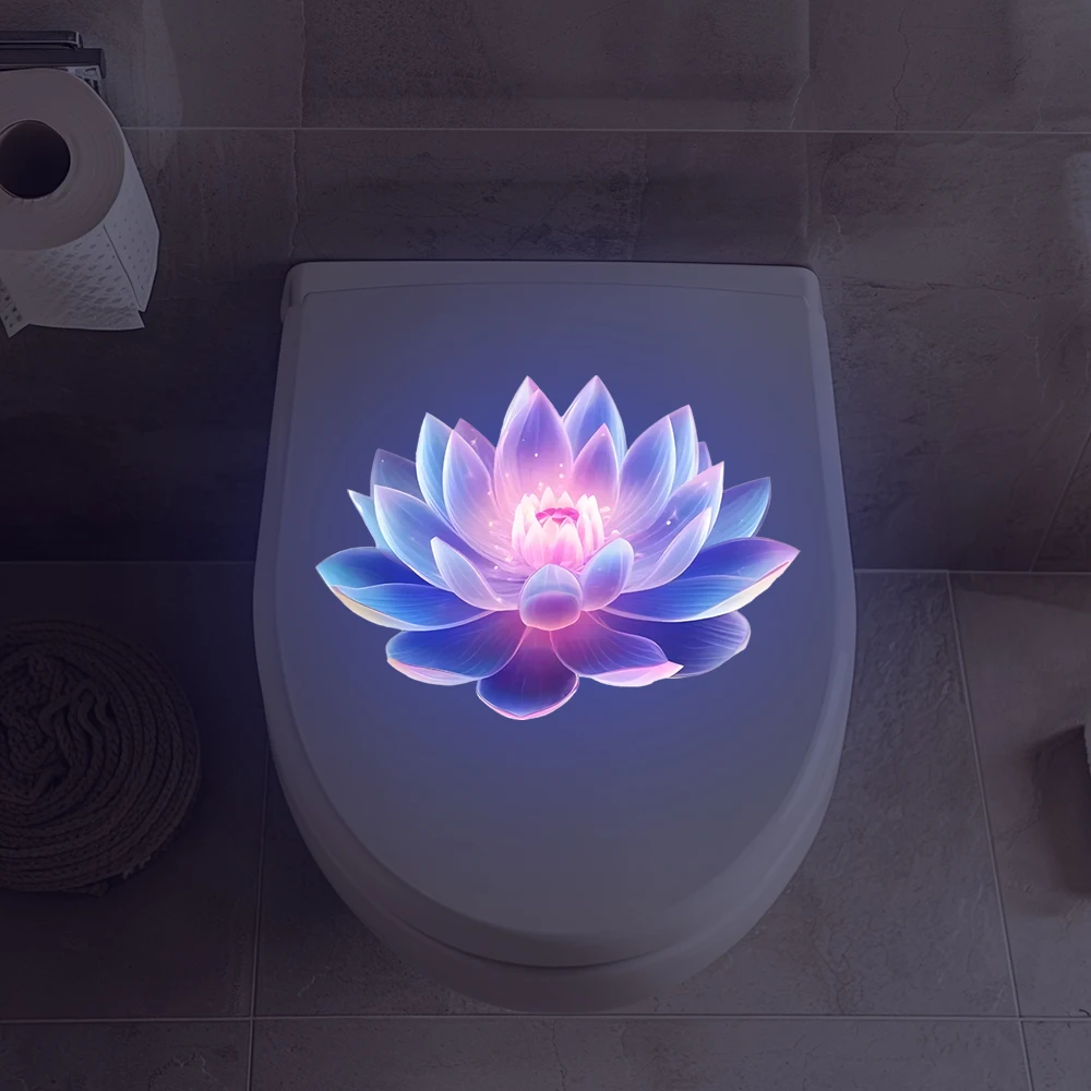 Luminous Lotus Waterproof Toilet Sticker - Creative Self-adhesive Bathroom Wall Decal