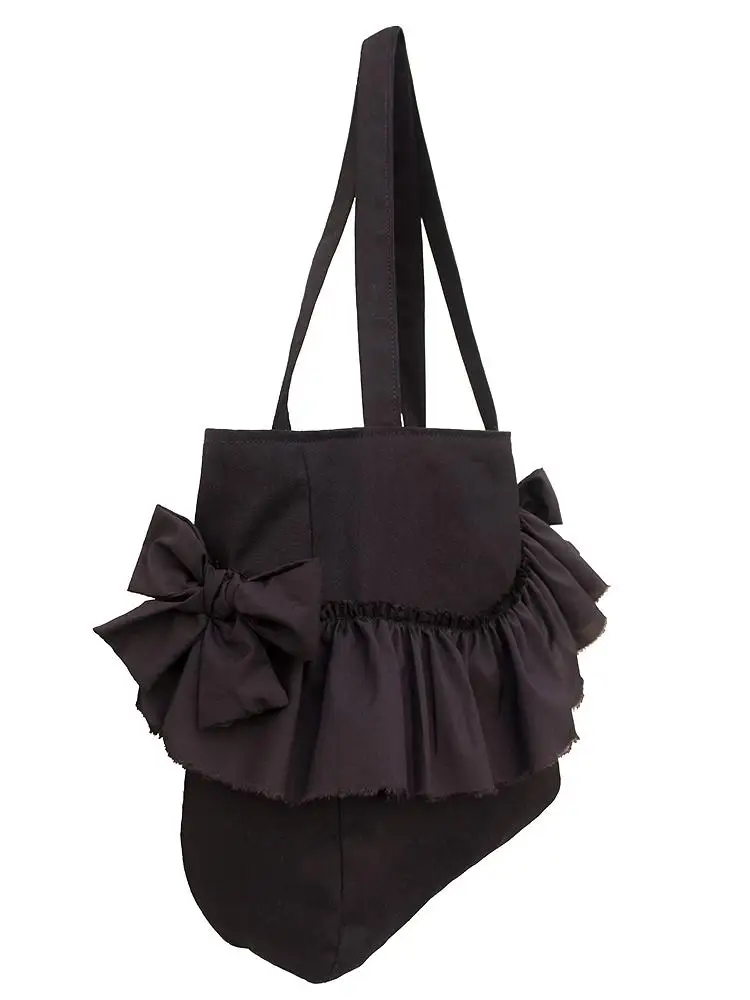 New Original Design Sweet Tote Bag Bow Lace Fold Large Capacity Shopping Bag Casual Fashion Simple Canvas Shoulder Bag For Women