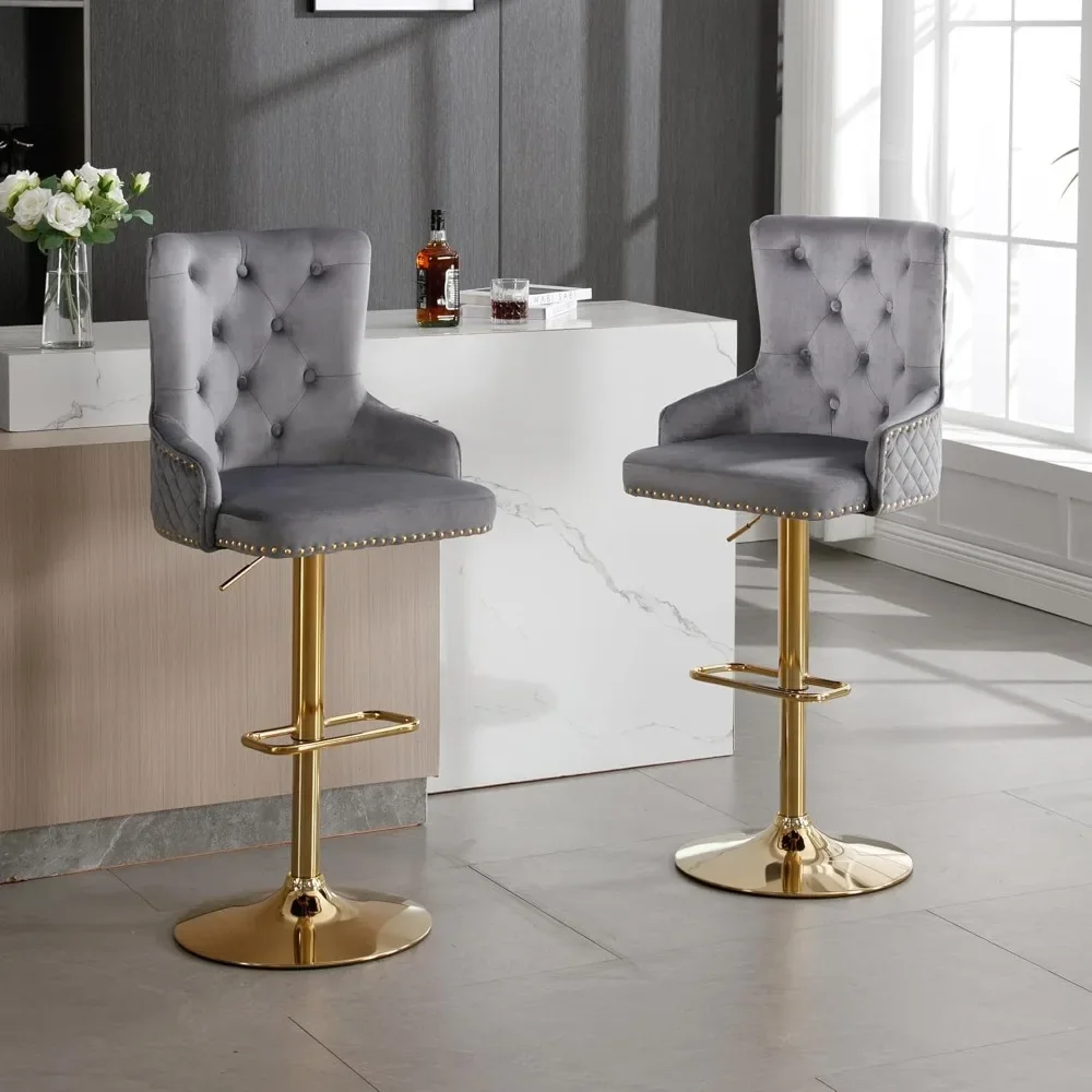 Velvet Bar Stool 2 Piece Set 2