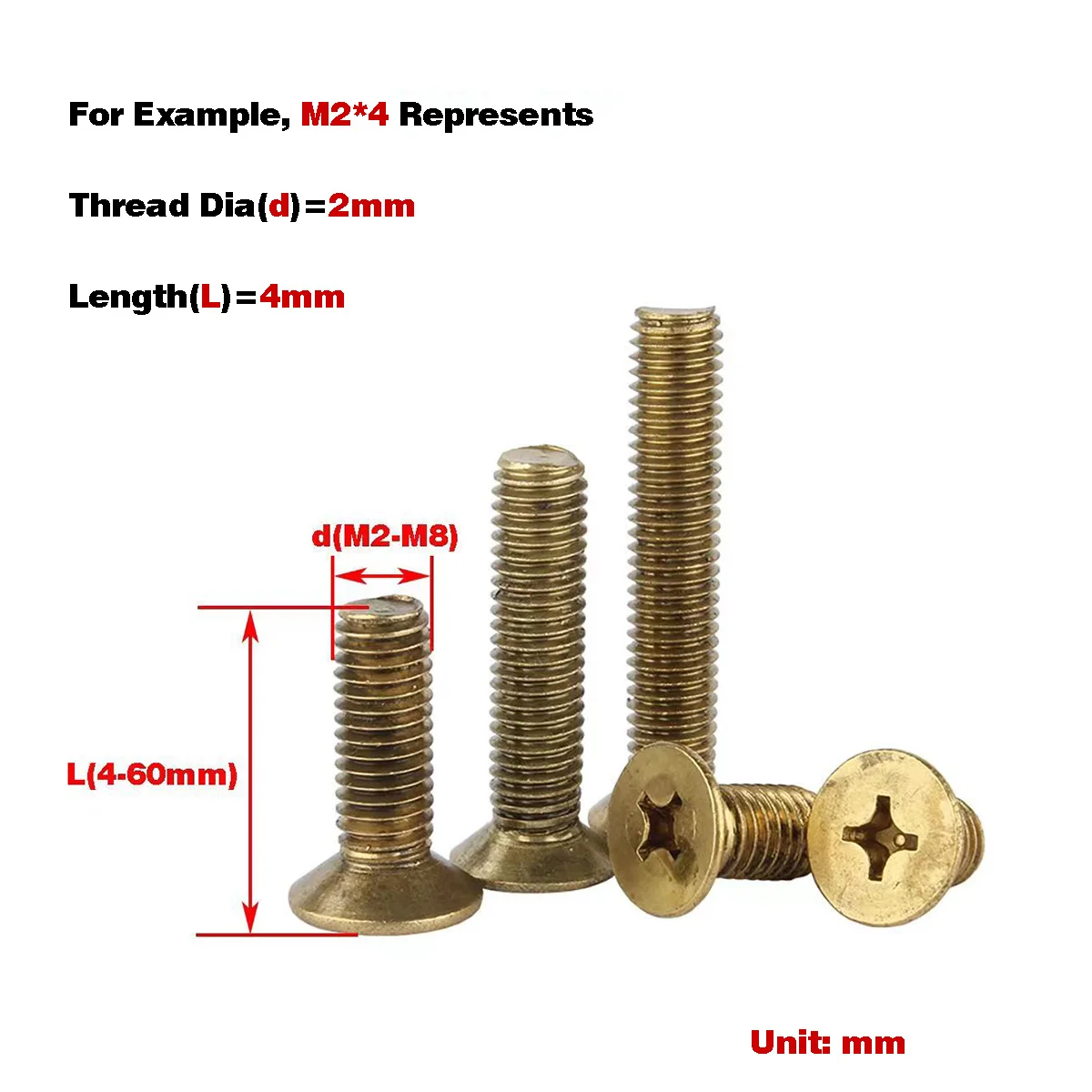 

Brass Countersunk Head Phillips Screw / Bolts M2-M8
