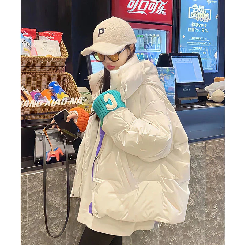 2022 New Parkas Jacket Women Winter Fashion Slim Thick Glossy Down Cotton Coat Bread Jacket Female Casual Cotton Padded Outwear