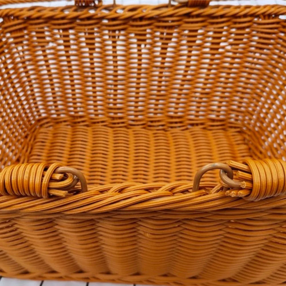 Description Picture 4 of itemOutdoor Picnic Storage Container With Handle Lightweight Imitation Rattan Storage Basket Garden Hand-woven Picking Baskets