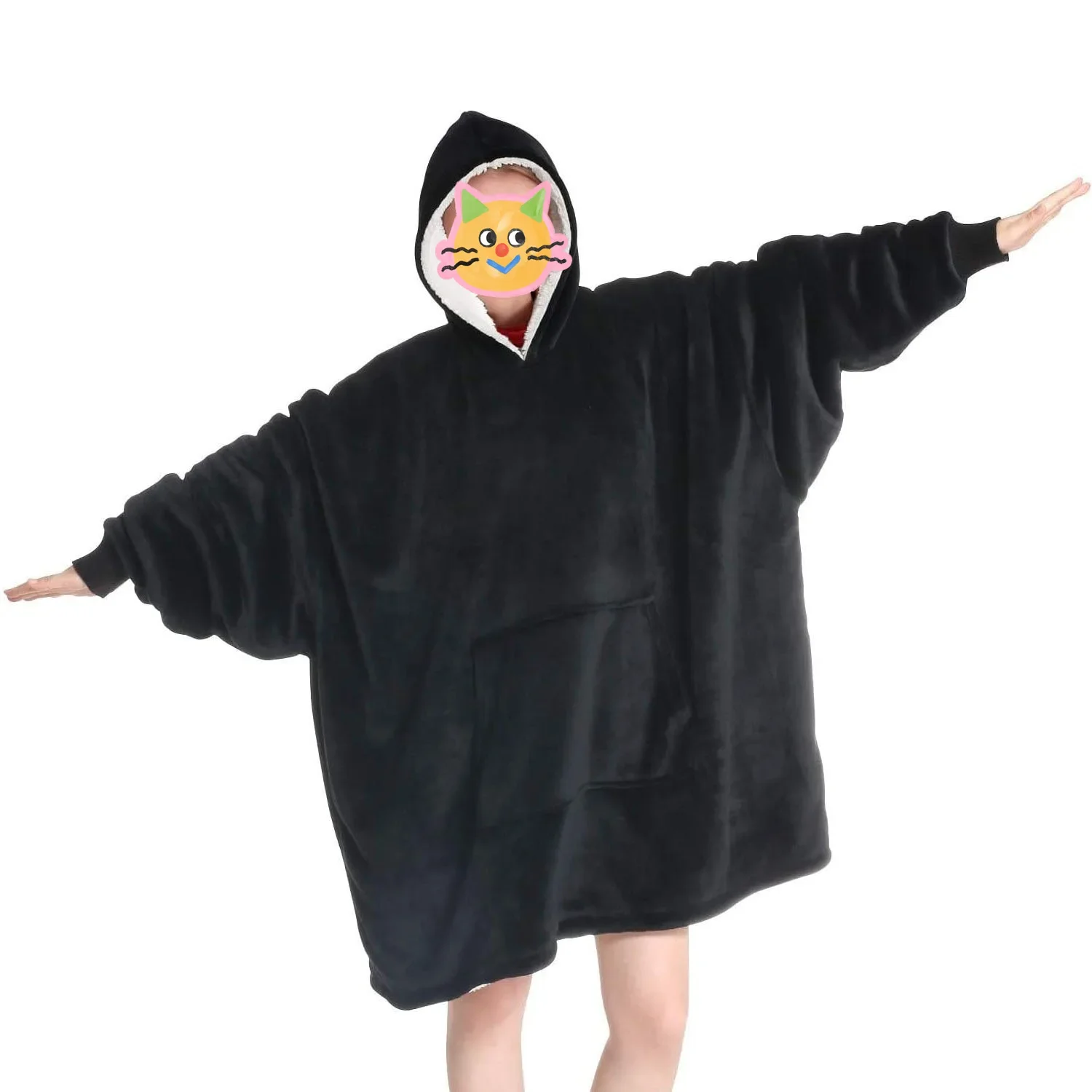 بطانية دافئة من الصوف الفانيلا مع غطاء محرك السيارة للاستخدام المنزلي ومشاهدة التلفزيون ومضادة للبرد مجموعة ملابس نوم للرجال والنساء لموسم الخريف