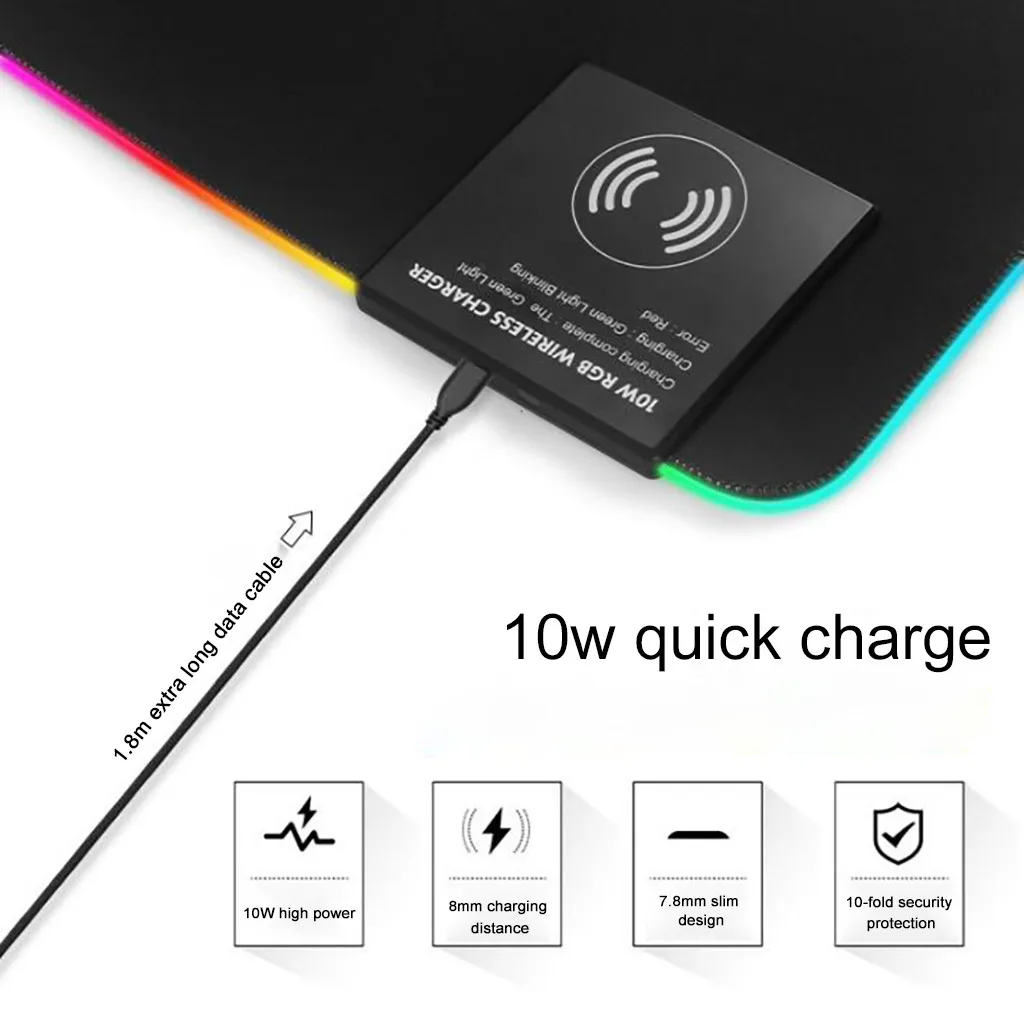 Ouhaobin Computer Peripherals Large Extended Rgb Led Lighting Keyboard Mat Gaming Mouse Pad Wireless Charging 20jun 19 silent wireless mouse