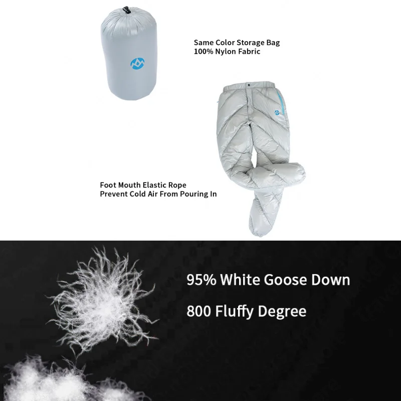 AEGISMAX Unisex 95% White Goose Down Pants Ultralight Outdoor Sport Pants Camping Waterproof Warm Goose Down Trousers 800FP