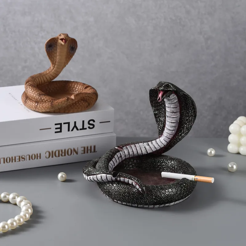 Cobra Ashtray Resin Snake Ashtray Living Room Bedroom Anti-fly Ash Creative Decorations Home Decoration Accessories