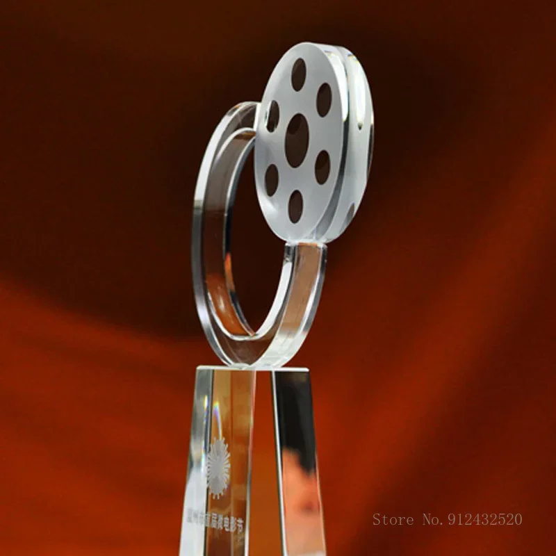 Customized Film Festival Crystal Trophy, Creative Home Decoration, School Company Competition Individual Team Awards Trophy, 1Pc