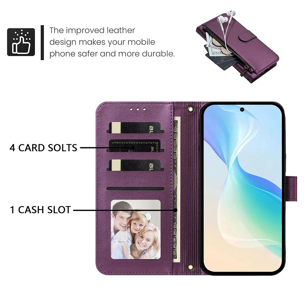 Zipper Wallet Leather Case - Shockproof Protective Phone Cover