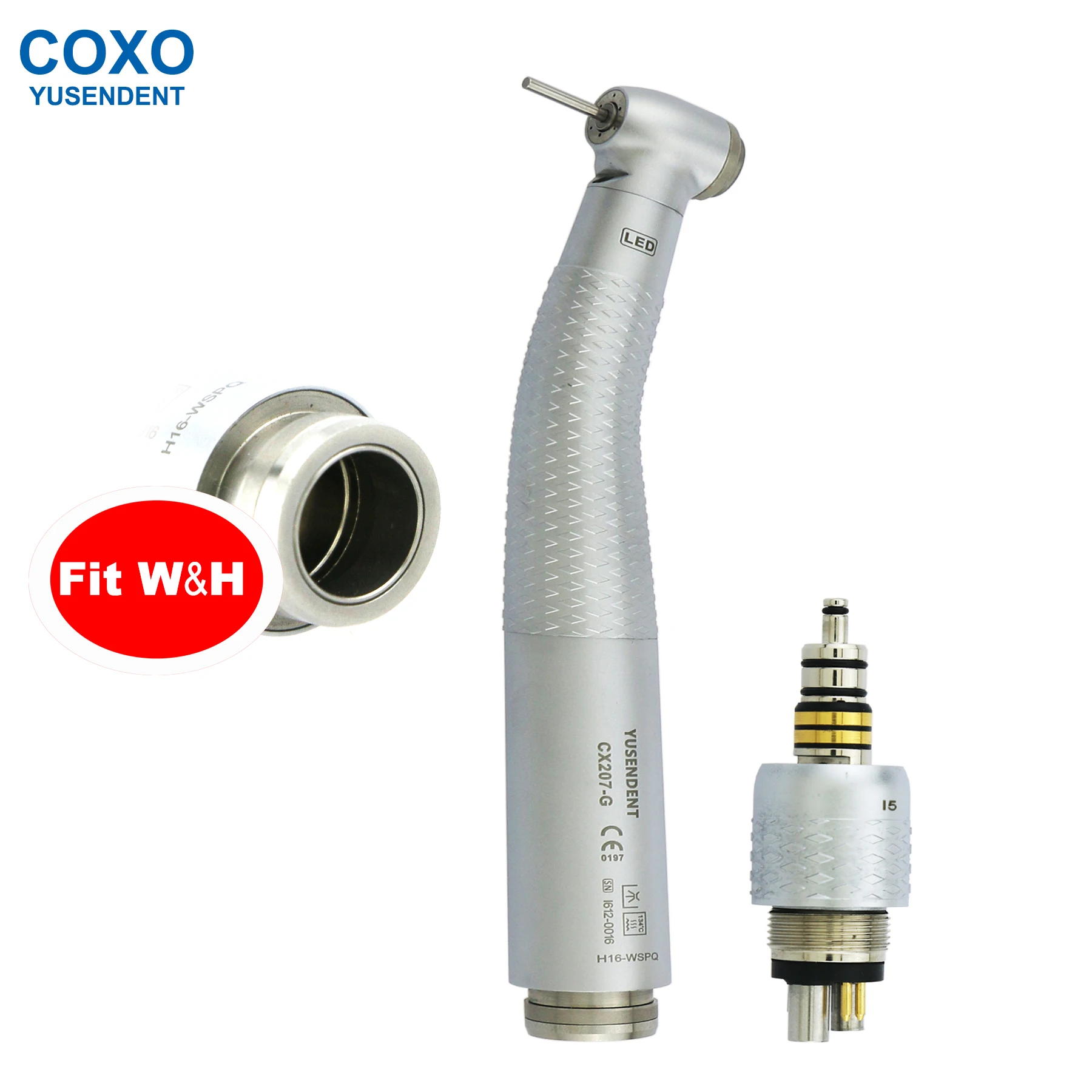 

COXO Dental Turbine Fiber Optic High Speed Dental Handpiece With LED Light CX207-G 6 Holes Coupler Fit WH Dentistry Hand Tools