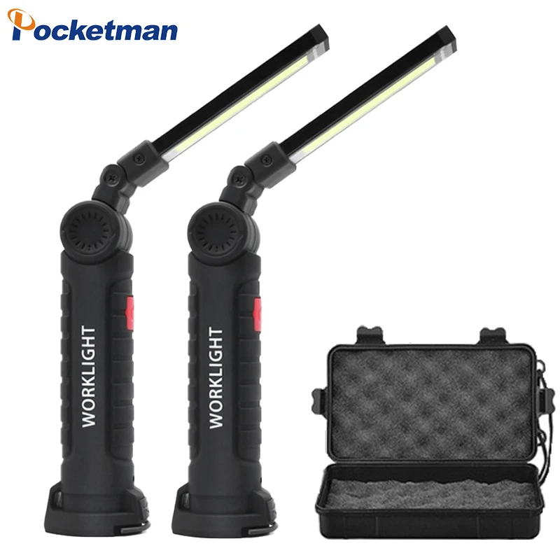 

USB Rechargeable With Built-in Battery Set Multi Function Folding Work Light COB LED Camping Torch Flashlight