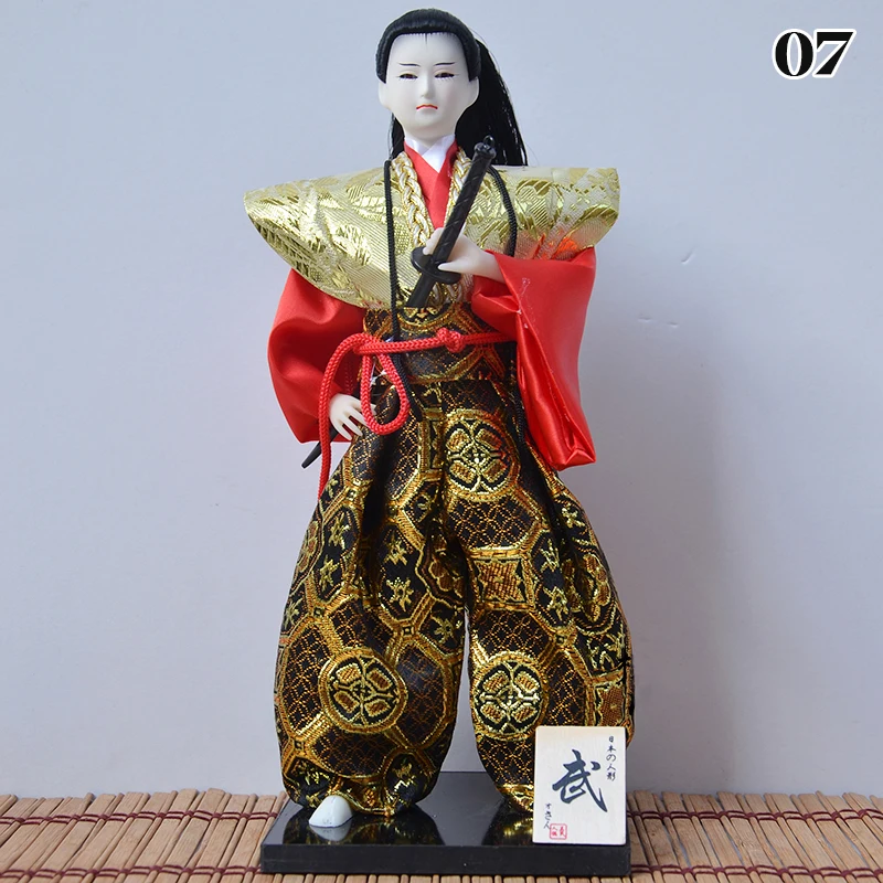 Japanese Samurai and Ninja Figurine Collection with Traditional Kimono Decor