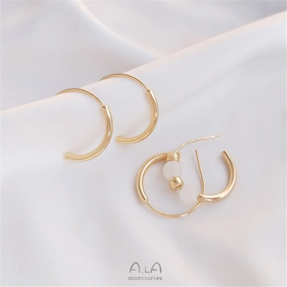 

14K Gold Plated C-shaped beaded earring S925 Silver pin earrings Diy fashion earring Accessory Materials