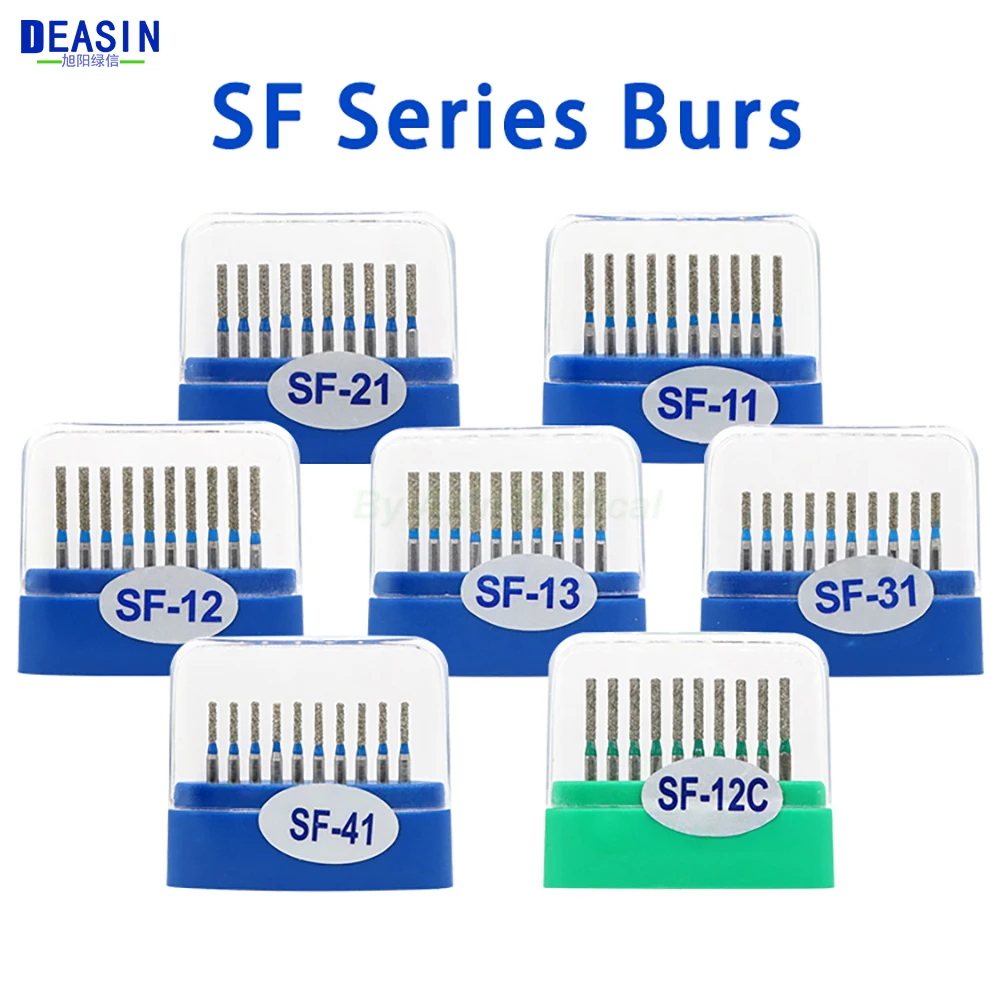 10/Pcs Dental Diamond Burs Drill for Teeth Polishing High Speed Handpiece FG 1.6M SF-11 SF-12C 3
