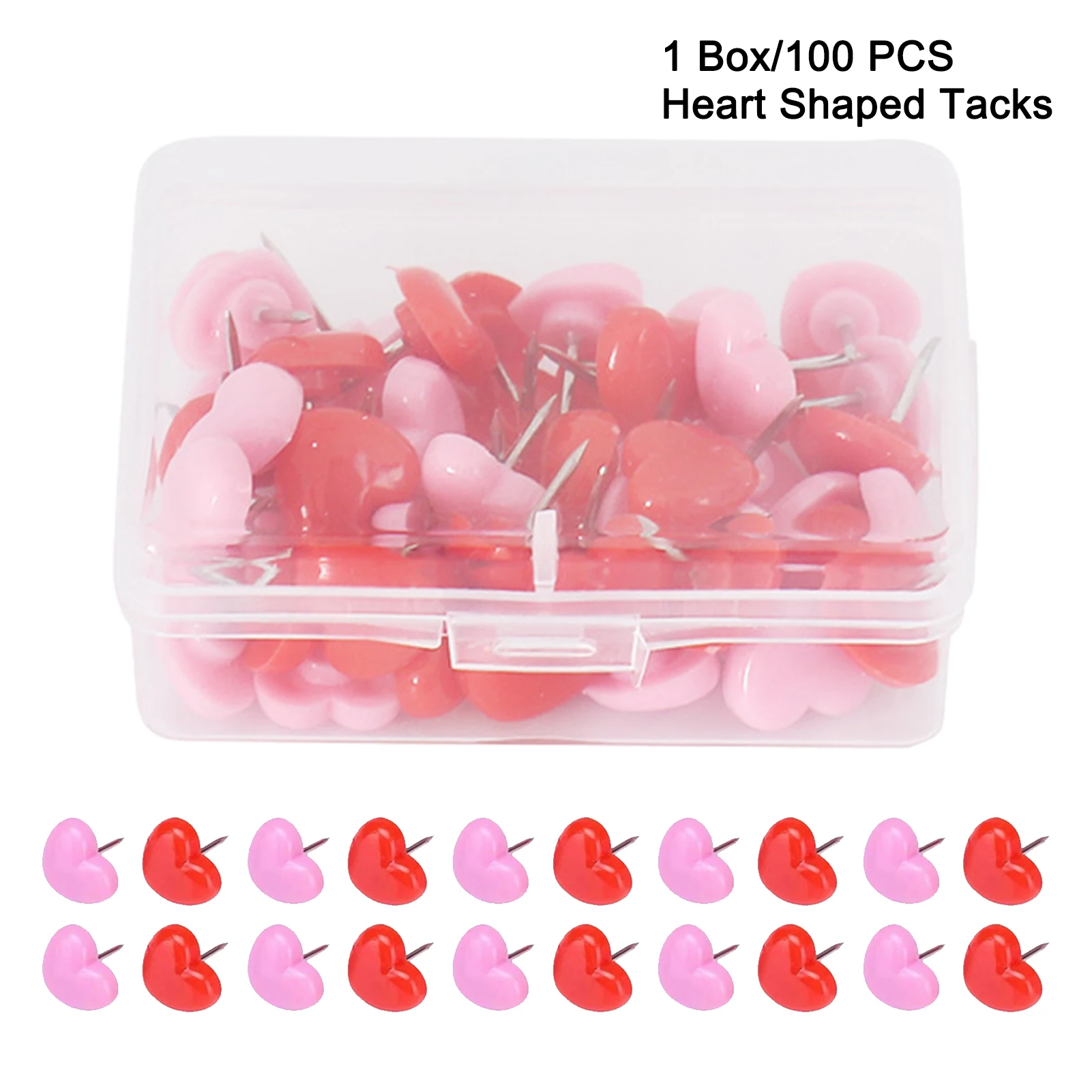

Cute Plastic For Bulletin Board Push Pins Storage Box Wall Decoration Heart Shaped School Lightweight Sturdy Picture Home Metal