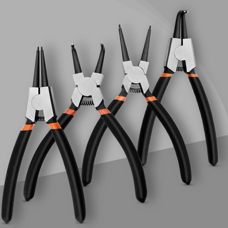 

4pcs 7" 180mm Heavy Duty Circlip Pliers Kit Outside Inside Right Angled Beak Portable Multifunctional Snap Ring Circlip Pliers