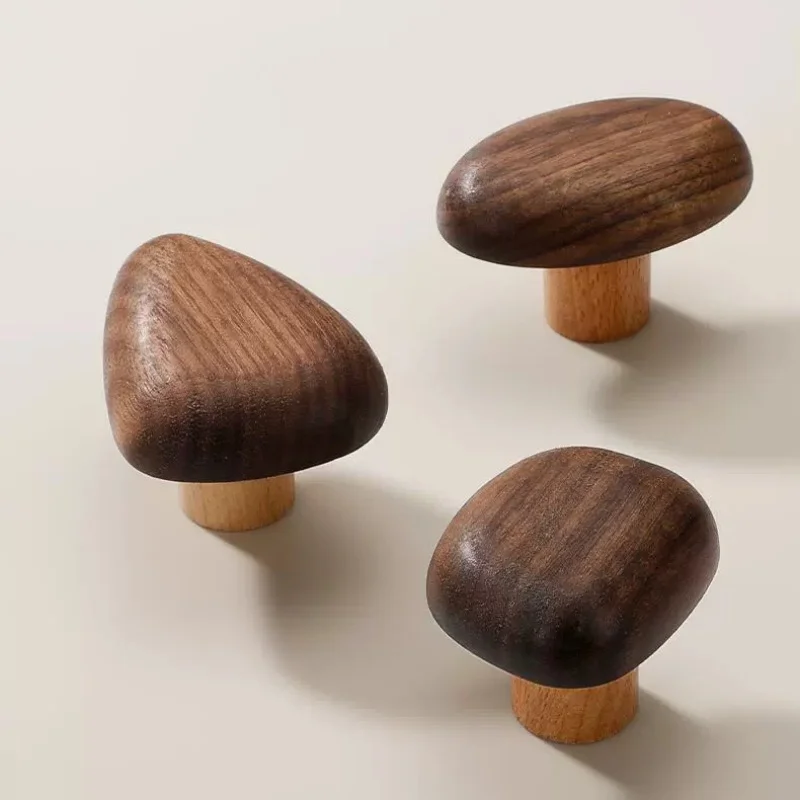 Nordic Kids Wooden Cabinet Handles Creative Cartoon Pebble Drawer Pulls for Children's Room Wardrobe