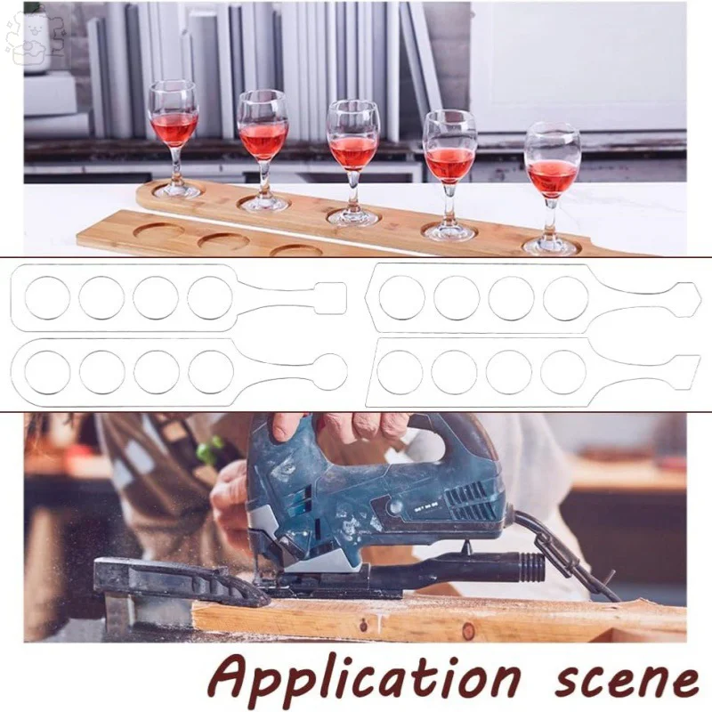 Clear Acrylic Router Beer Template Four Styles Whisky Glass Flight Paddle Board Beer Flight Template Woodworking Router