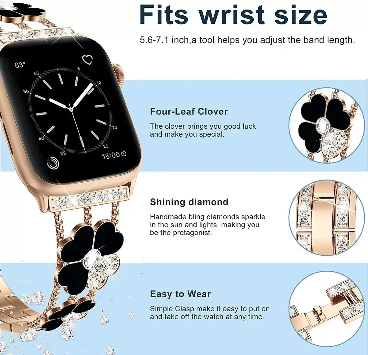 Metal Diamond Strap for Apple Watch Band 9 8 7 45mm 41mm Luxury Bracelet Wristband IWatch 6 5 4 3 SE 44mm 42mm 40mm 38mm Correa