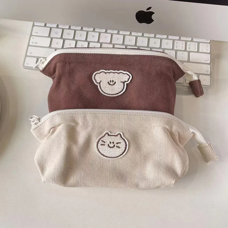Haile Large Portable Cartoon Dog pencil Cases Kawaii Pencil Bag School Storage Bag Student Big Pen Box Pouch Canvas Stationery pencil cases