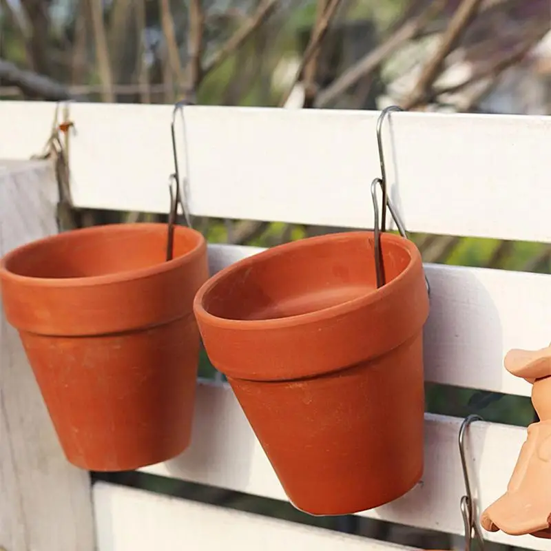 Appendiabiti per vasi in terracotta, ganci per piante in ferro