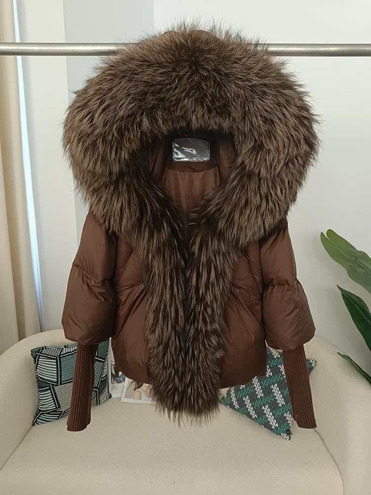 OFTBUY 2023 véritable col de fourrure de renard à capuche veste d'hiver femmes naturel épais chaud ample surdimensionné canard vers le bas manteau Streetwear vêtements d'extérieur