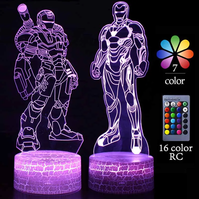 

Avengers Iron Man 3D Led Table Lamps Cartoon Action Figures Night Lights Visual Lamp Decor Model Toys Children's Birthday Gifts