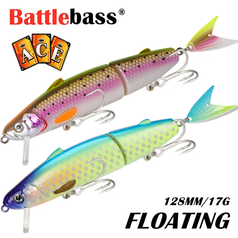 BATTLEBASS New Multi-joint 12.8cm 17g Hard Minnow Bait Artificial Bait Swim  Bait with Spare Tail Fishing Lure with 2 Hooks - AliExpress