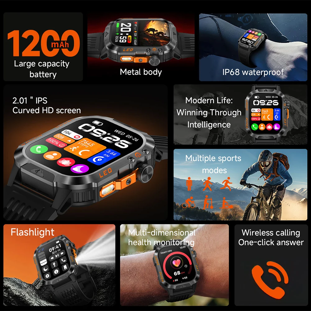2026 New T-Rex3 Ultra 1100mAh Super Capacity Battery Adult Men Smart Watch 1.7" Large Screen Call 5ATM Waterproof Sports Watches 2