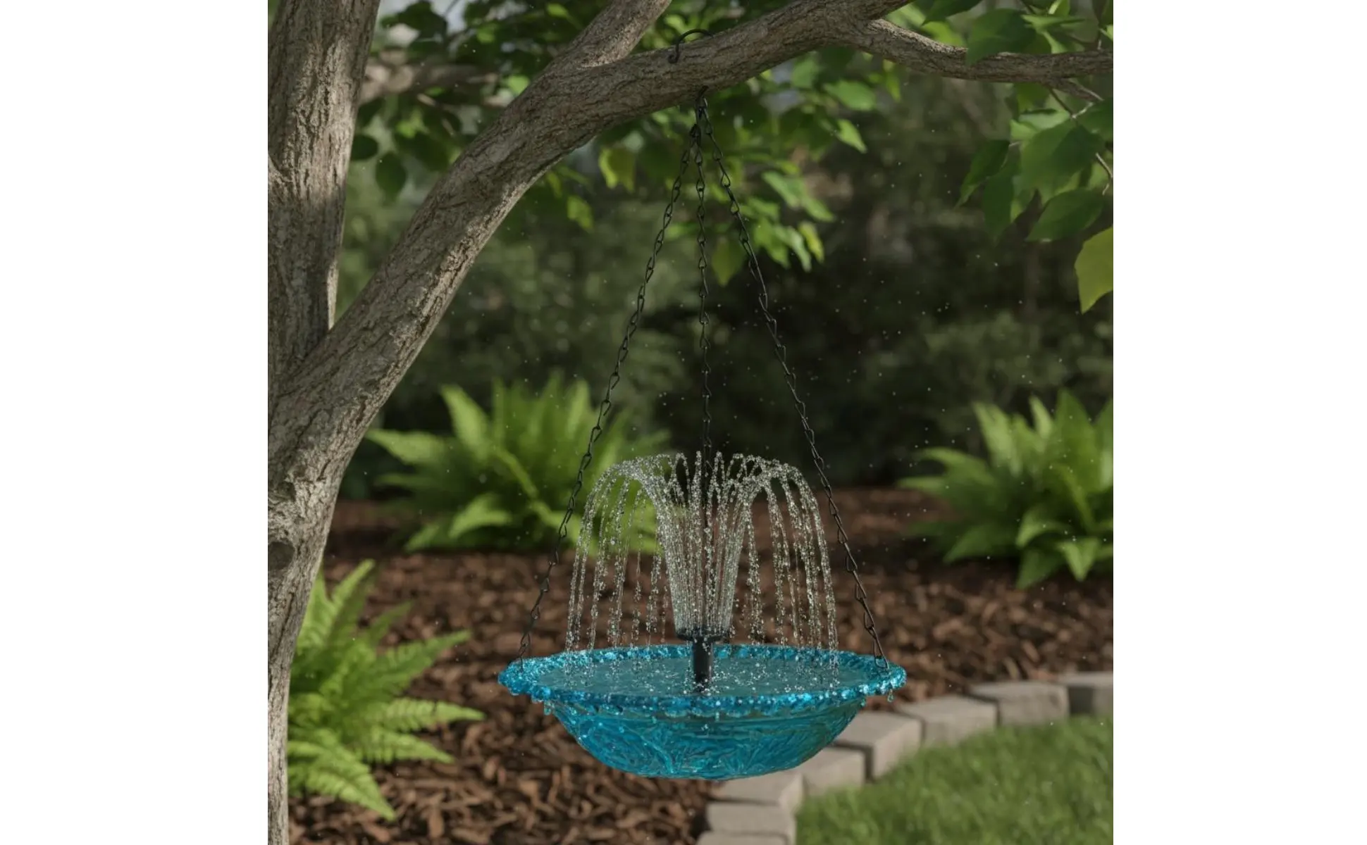 Hanging Solar Avian Bath Decorative Feature Solar Powered Hanging Water Feature Garden Decoration for Yard, Patio