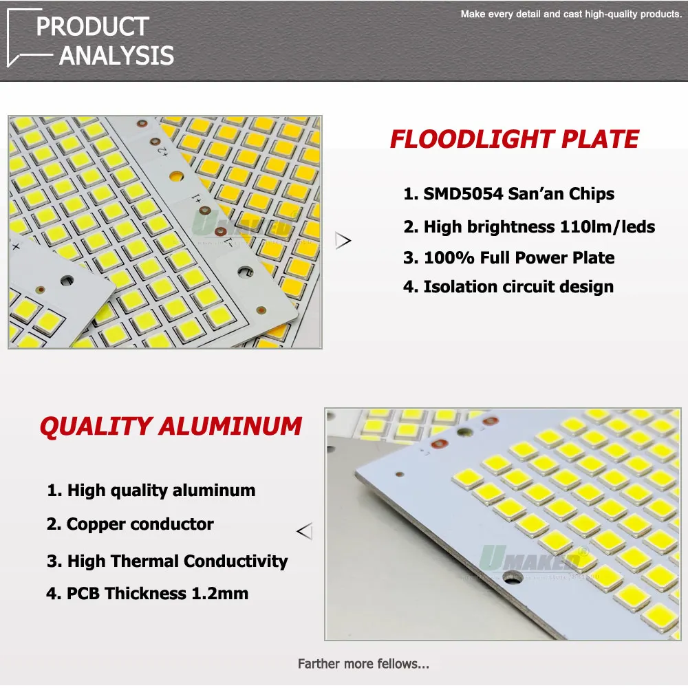 1Pc LED PCB SMD5054 Floodlight Aluminum Plate Kits 10W 20W 30W 50W 100W 150W 200W Light Panel for Outdoor Lamp Source Replace DIY