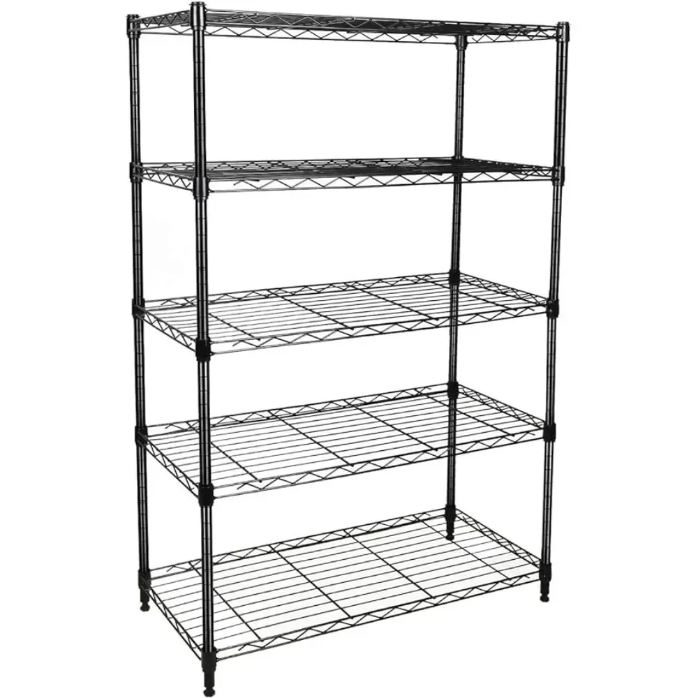 

29.92" D X 13.98" W X 62.99" H Shelf Heavy Duty 5-Shelf Shelving Unit 1250Lb Capacity Organizer Black Freight Free