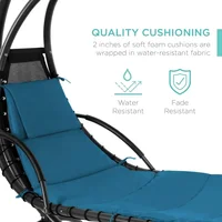 Best Choice Products Outdoor Hanging Curved Steel Chaise Lounge Chair Swing w/Built-in Pillow and Removable Canopy 4