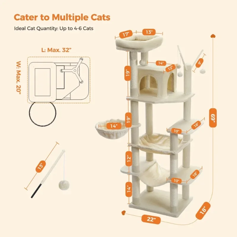 69" Multi-Level Cat Tree 2