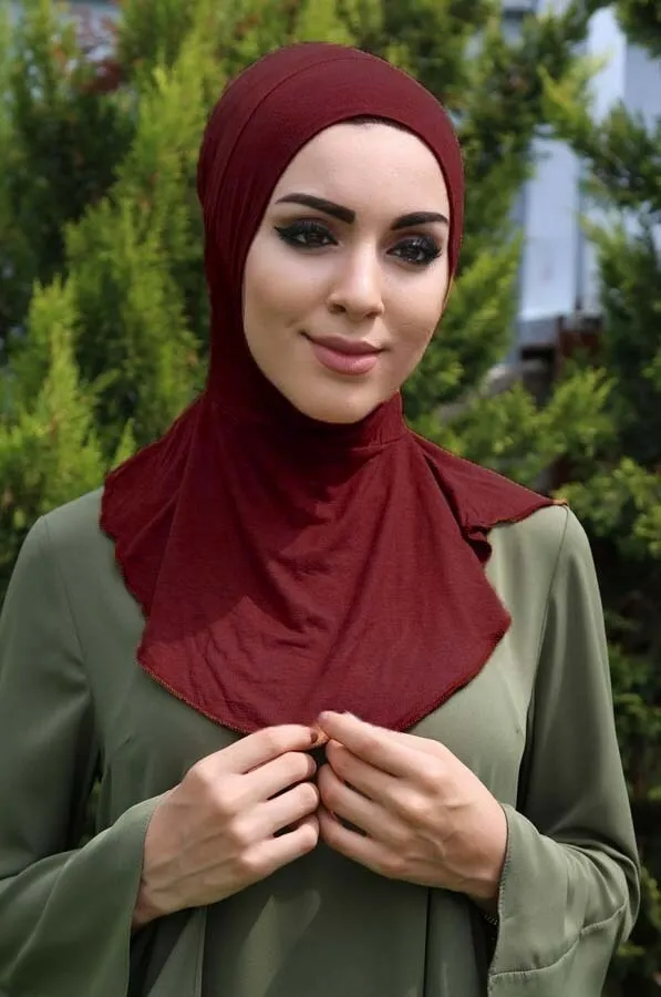 

Мгновенная шапка для купания Hijab-бордовый зимний осенний 2021 Стандартный головной платок исламский Турция
