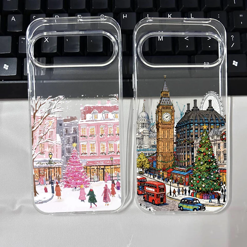 Cute Winter Snow Christmas Tree Graphic Clear Phone Case