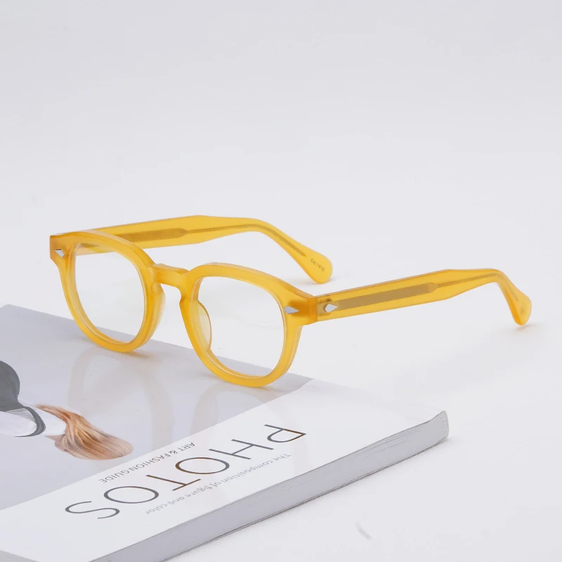 

Brand Designer Johnny Depp Lemtosh Glasses Frame Men Retro Round Imported Acetate Clear Lens Eyeglasses Prescription Eyewear