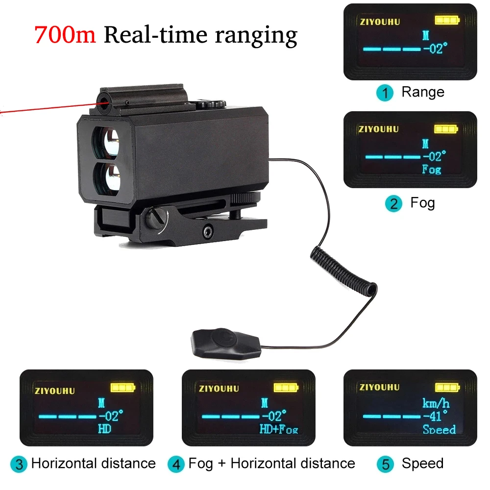Upgrade Mini Laser Rangefinder with Red Dot for Hunting Shooting Distance Angle Speed MeasureTactical Scope Mounted Range Finder