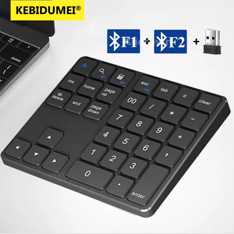 35 Keys Dual Bluetooth Number Keyboard 2.4G Wireless Pad Thin Rechargeable Keypa