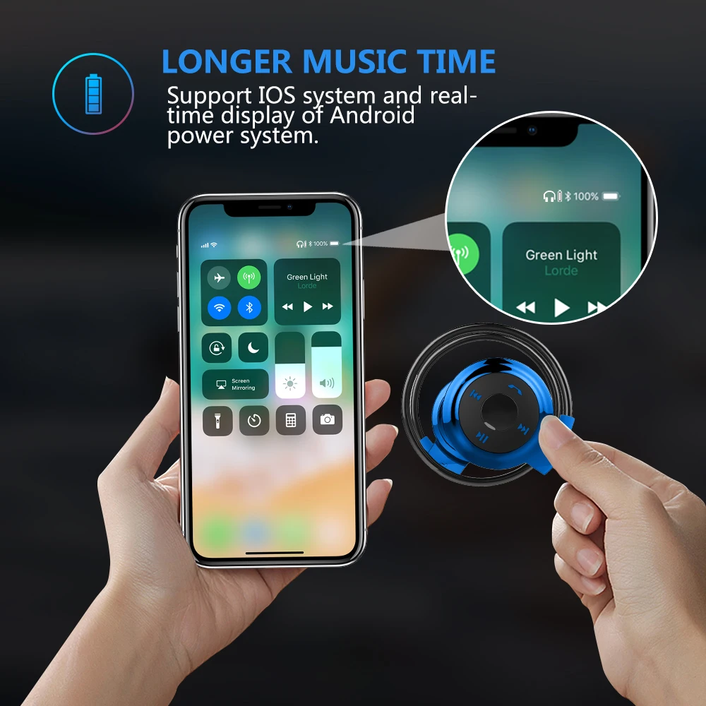 Sport Wireless Bluetooth-compatib Headphones Stereo Earphones Mp3 Music Player Headset Earpiece Micro SD Card Slot Handsfree Mic 5